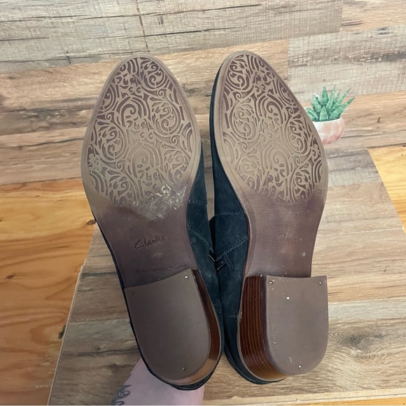 Clarks Spye Belle Black Leather Ankle Booties women’s 9.5 boho - Picture 8 of 10